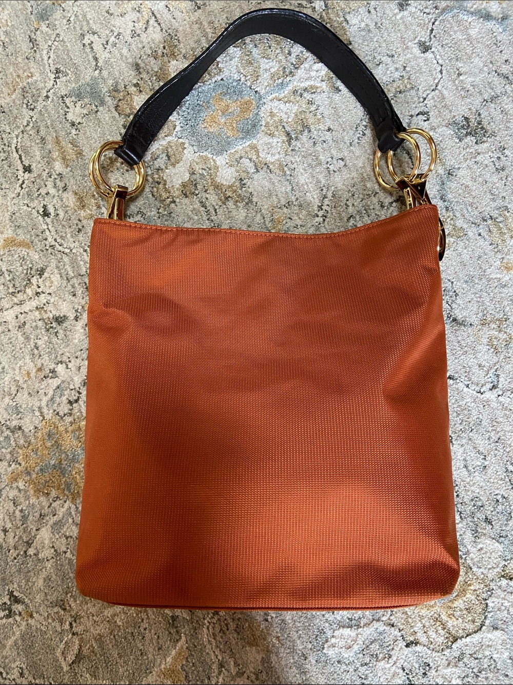 JPK Paris 75 Orange-Rust Nylon and Leather Hobo Shoulder Bag